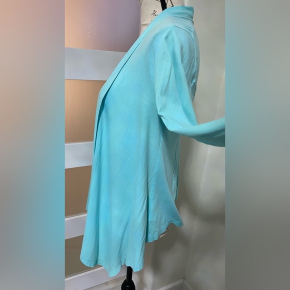 💎 LILLY PULITZER TIFFANY BLUE PIMA COTTON OPEN CARDIGAN SZ S EUC - Picture 4 of 6